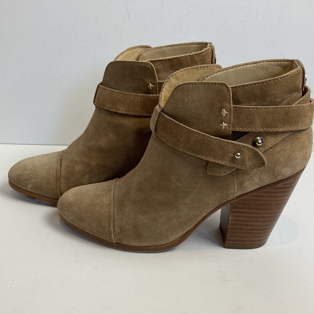 Rag & Bone Harrow Leather Ankle Boots Stone Suede Tan 38.5 EU 8.5 US Neutral - Picture 8 of 16